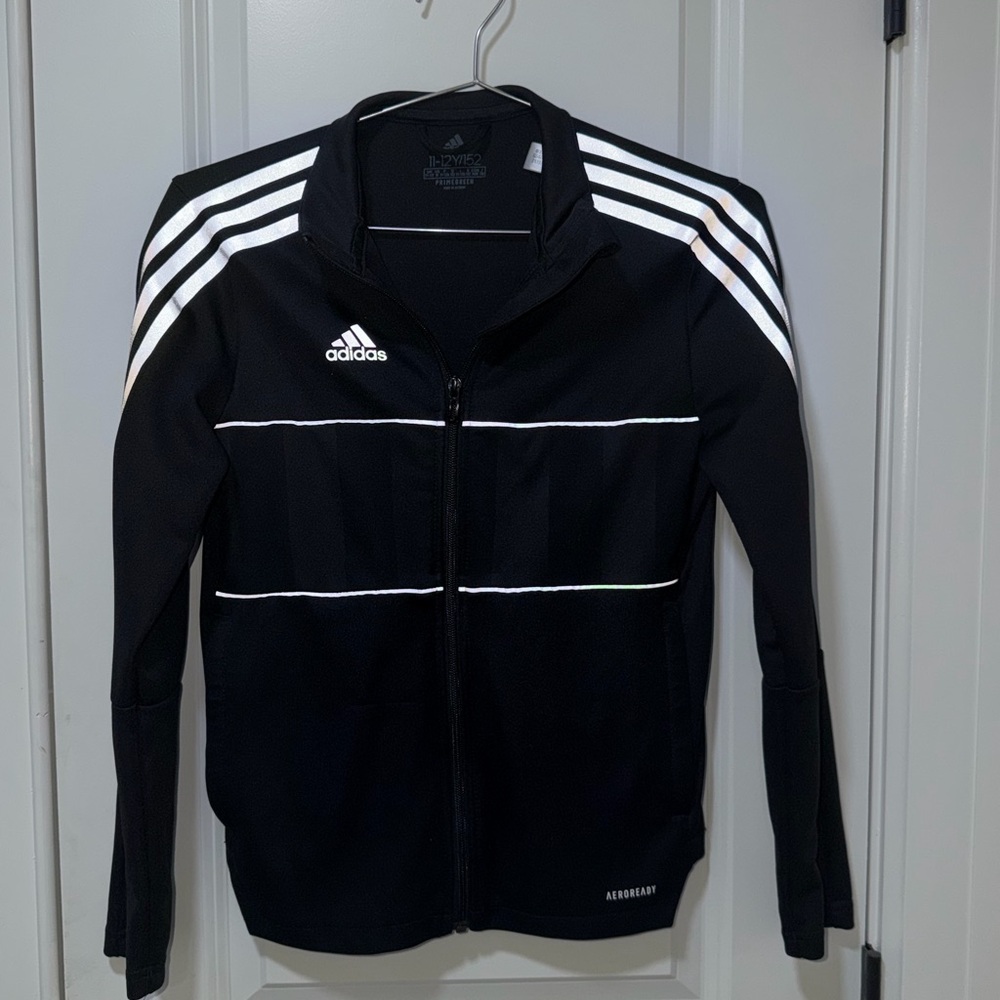 Adidas Youth 11/12 Black Zip-Up Track Jacket | AEROREADY | Excellent